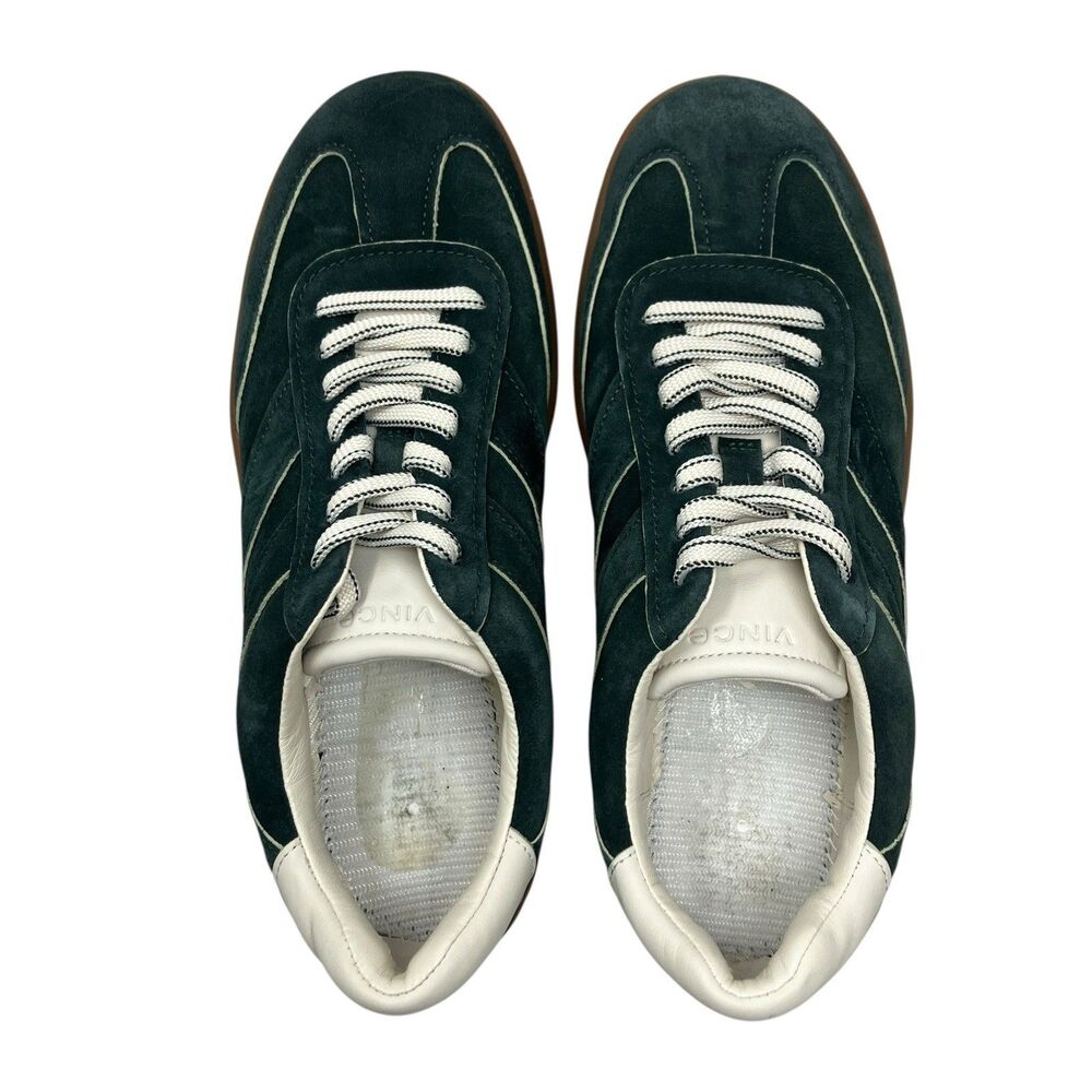 Vince Mens 9 Green Suede Low Top Sneakers Gum Sole Casual Lace INSOLES MISSING - Picture 8 of 13